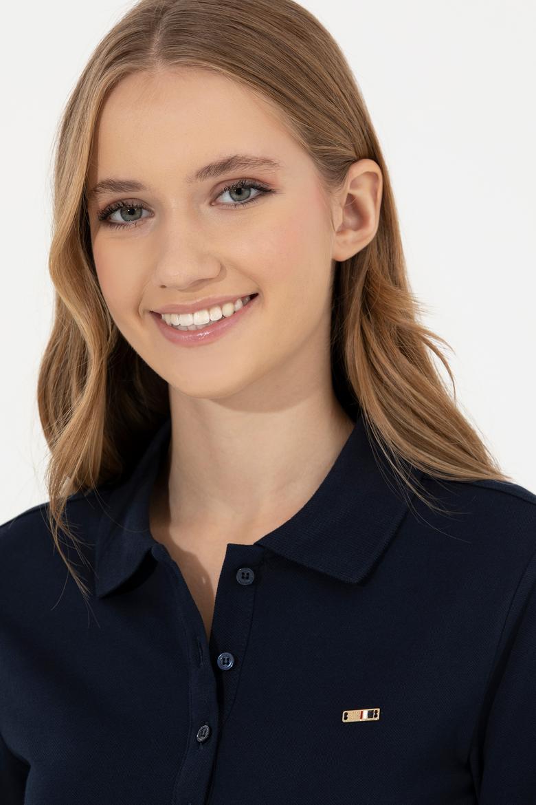 Kadın Lacivert Basic Polo Yaka Sweatshirt - 50261237024