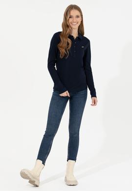 Kadın Lacivert Basic Polo Yaka Sweatshirt - 50261237024