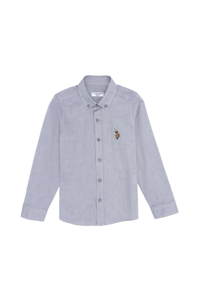 Erkek Çocuk Gri Uzun Kollu Basic Gömlek