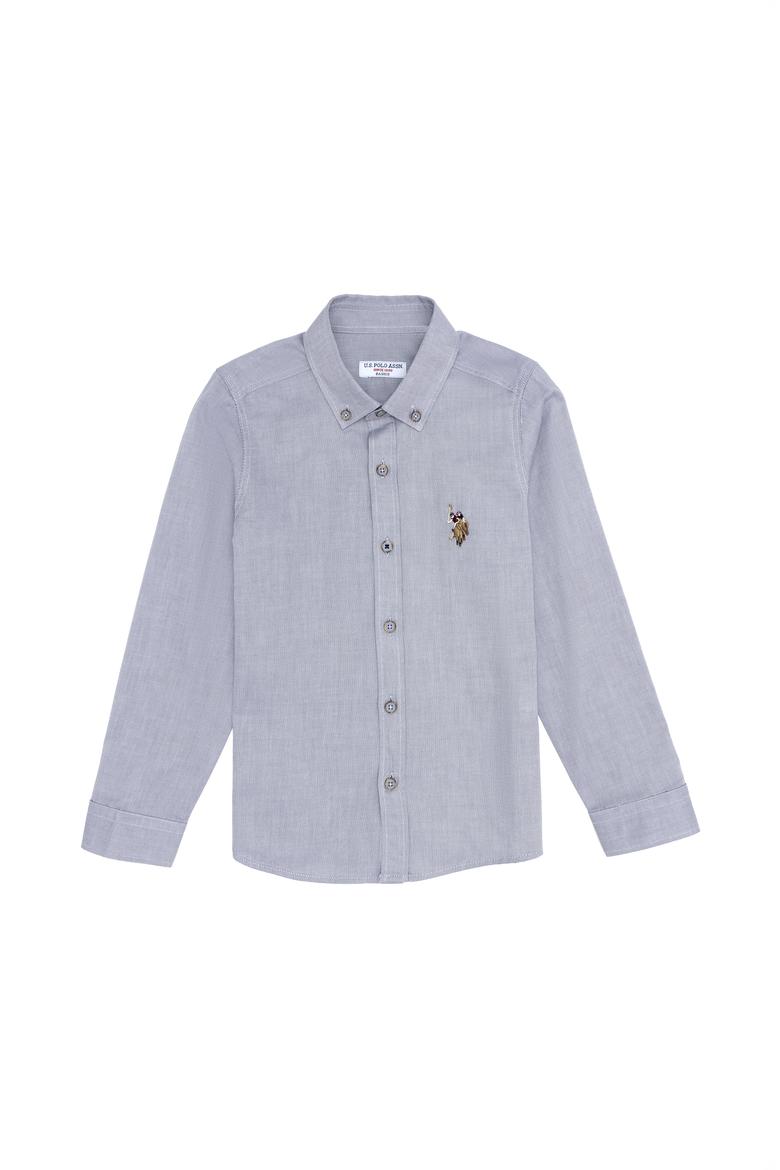 Erkek Çocuk Gri Uzun Kollu Basic Gömlek