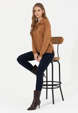 Kadın Camel Melanj V Yaka Kazak - 50253704003