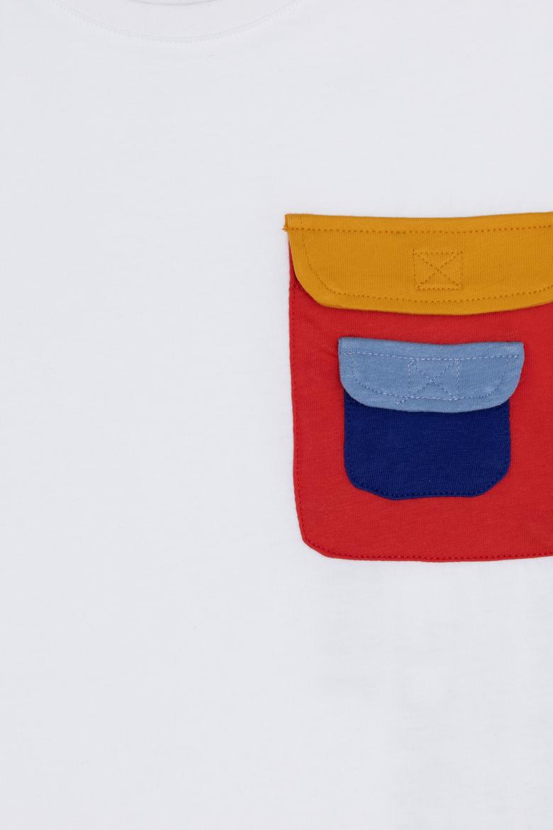 Çocuk Beyaz Bisiklet Yaka Tişört - 50247017004