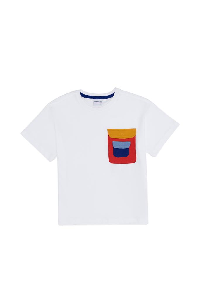 Çocuk Beyaz Bisiklet Yaka Tişört