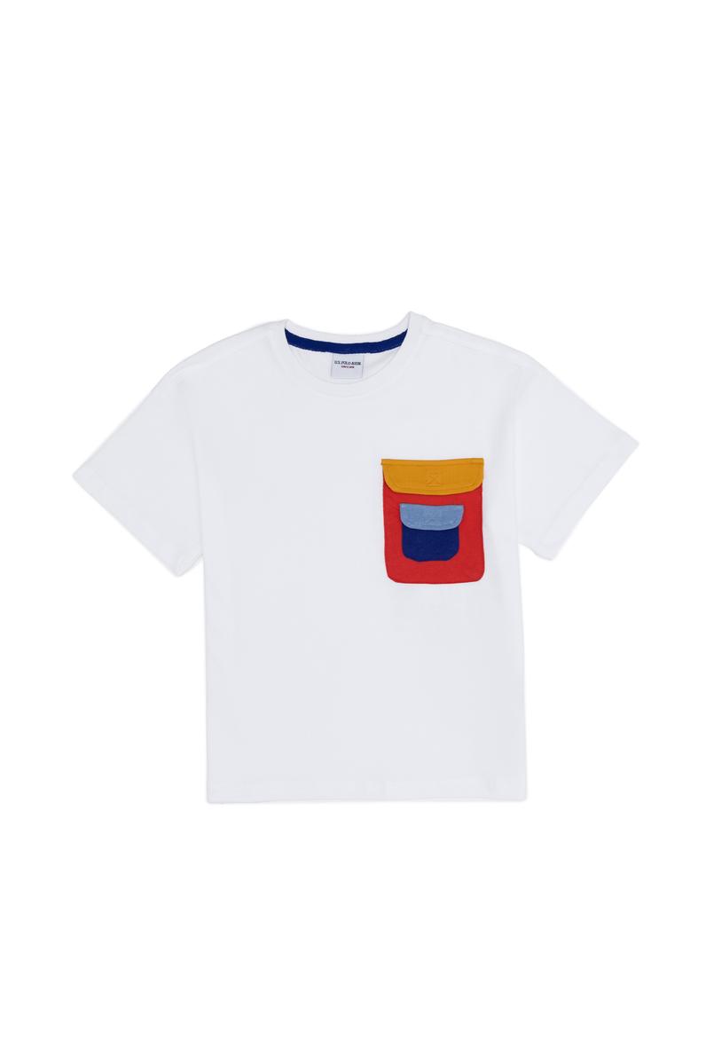 Çocuk Beyaz Bisiklet Yaka Tişört