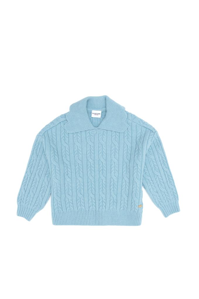 Kız Çocuk Mavi Bebe Yaka Kazak