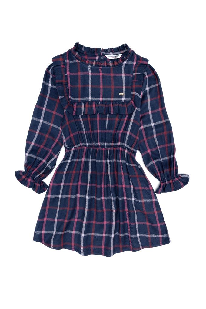 Kız Çocuk Lacivert Dokuma Elbise