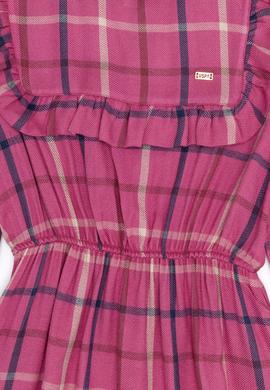 Kız Çocuk Koyu Pembe Dokuma Elbise - 50253788018