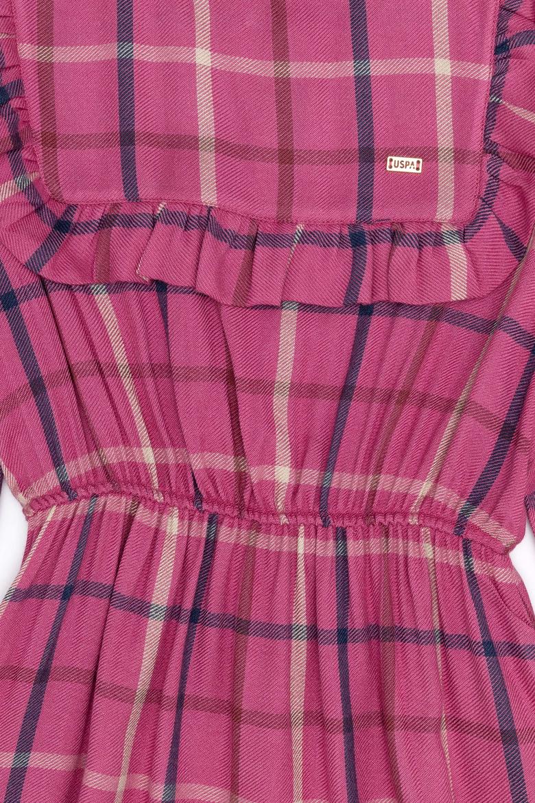 Kız Çocuk Koyu Pembe Dokuma Elbise - 50253788018