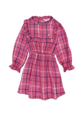 Kız Çocuk Koyu Pembe Dokuma Elbise - 50253788018