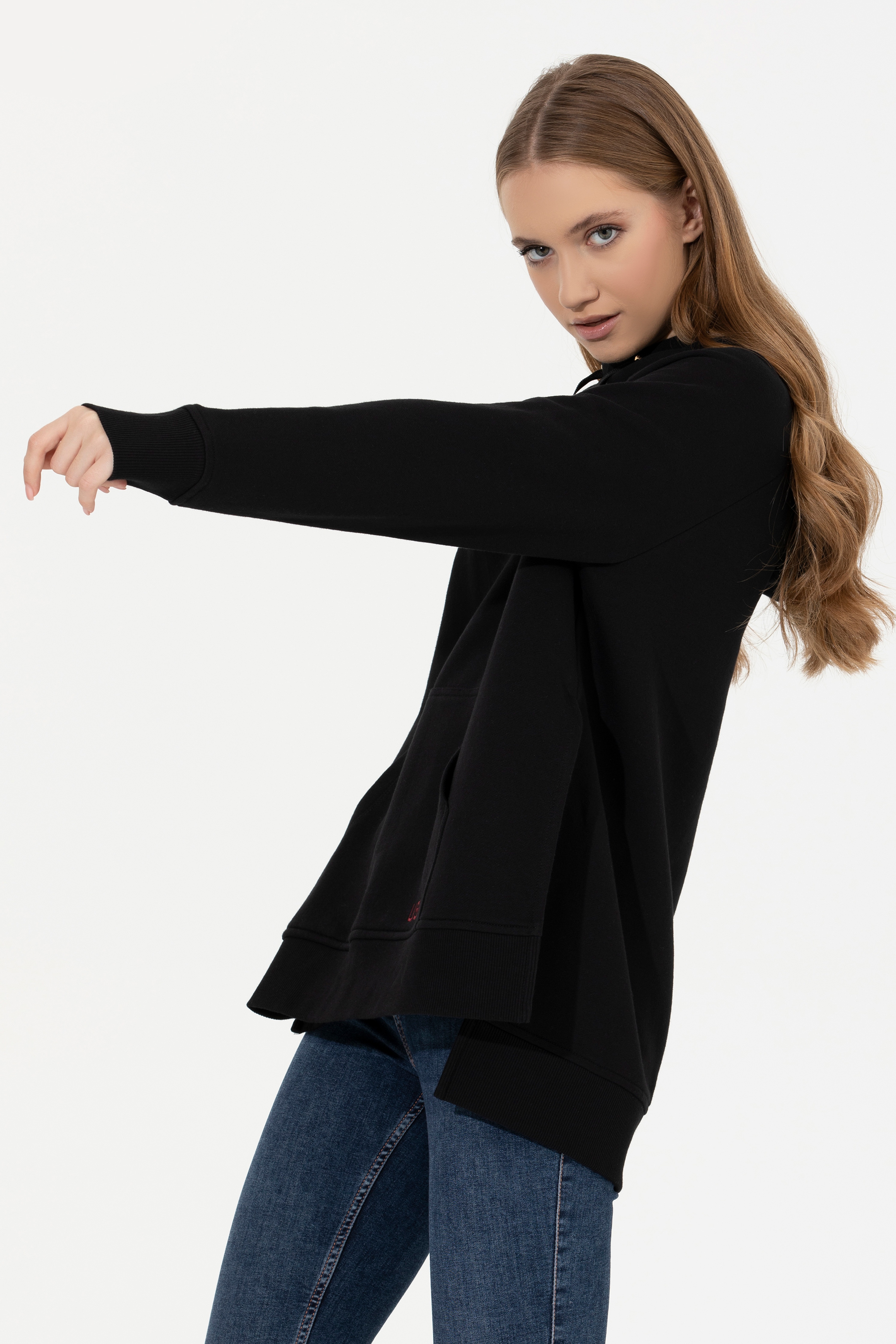 Kadın Siyah Sweatshirt - Image 4