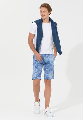 Erkek Mavi Dokuma Bermuda Capri - 50198882009
