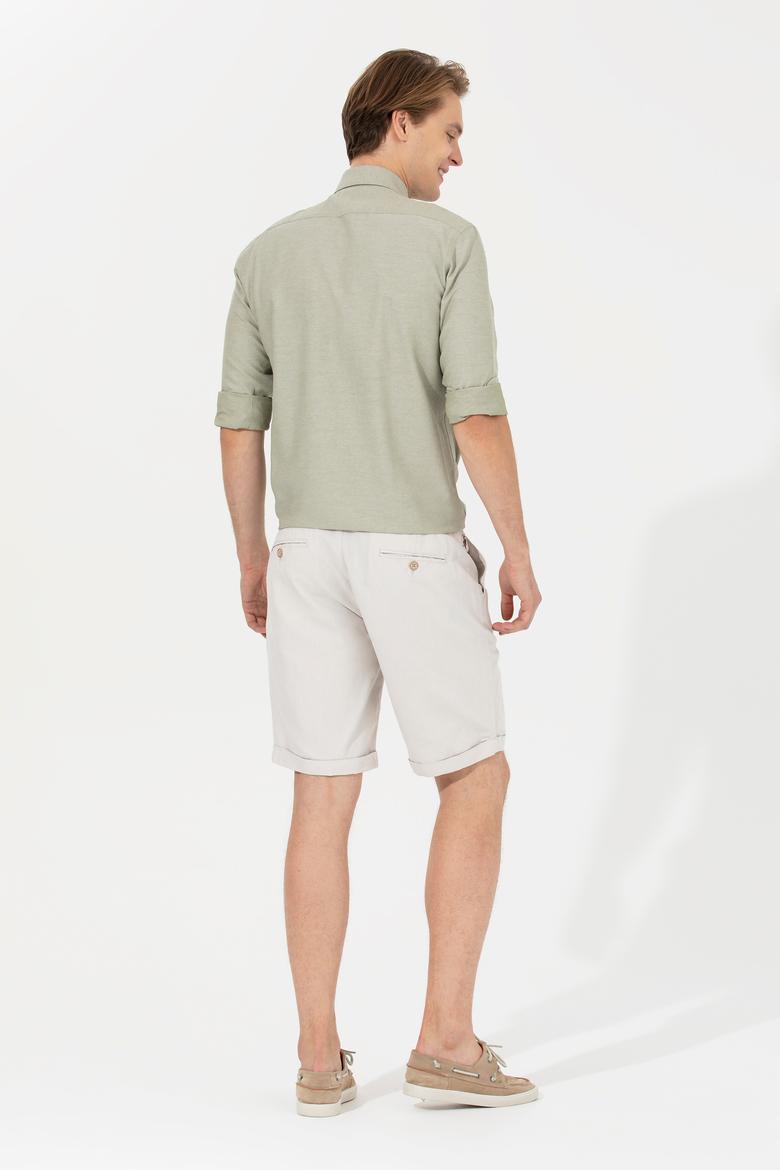 Erkek Gri Dokuma Bermuda Capri - 50198873040