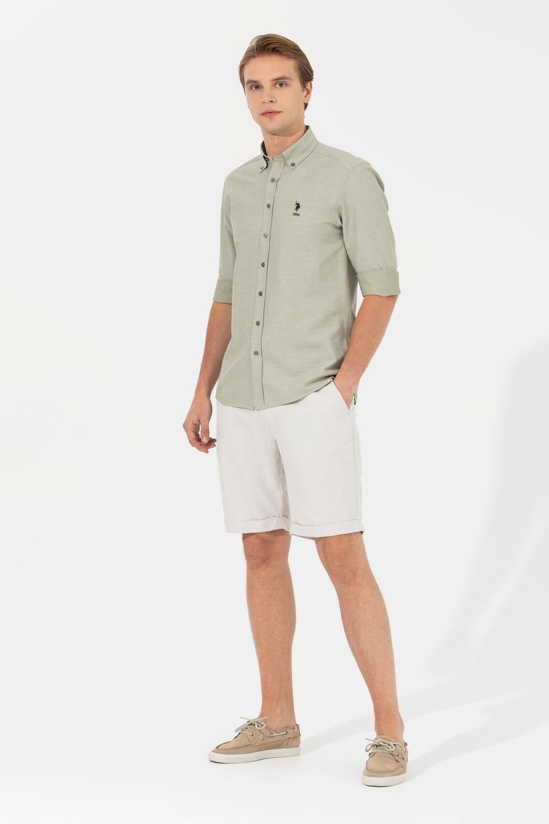 Erkek Gri Dokuma Bermuda Capri