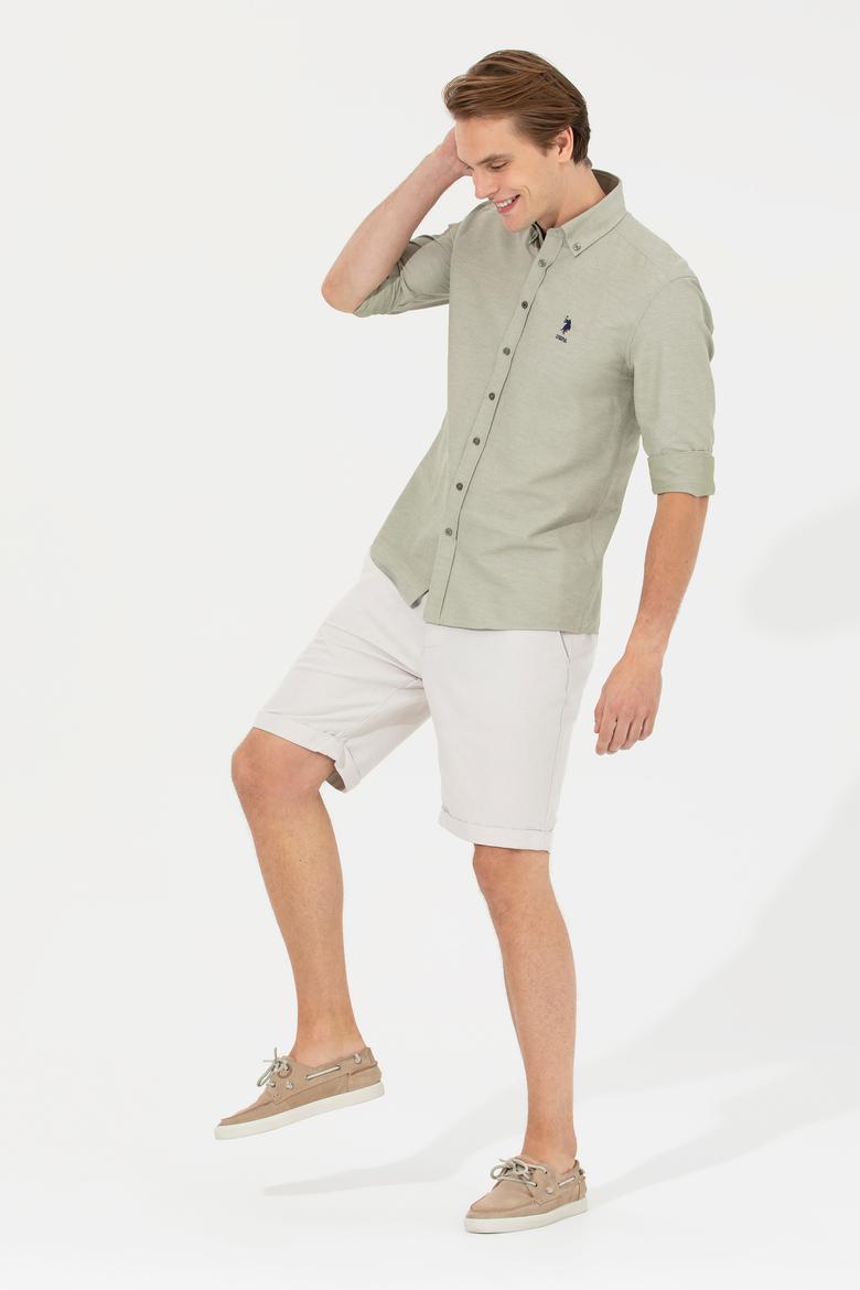 Erkek Gri Dokuma Bermuda Capri - 50198873040