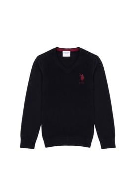 Erkek Çocuk Siyah V Yaka Triko Kazak - 50257688026