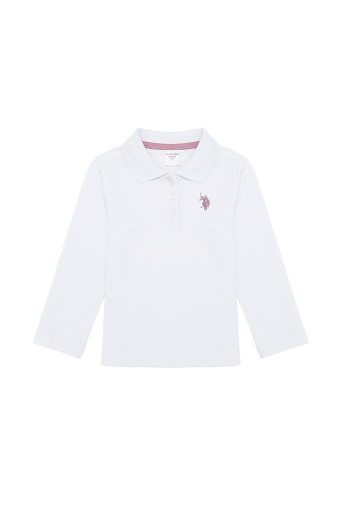 Kız Bebek Beyaz Basic Polo Yaka Sweatshirt