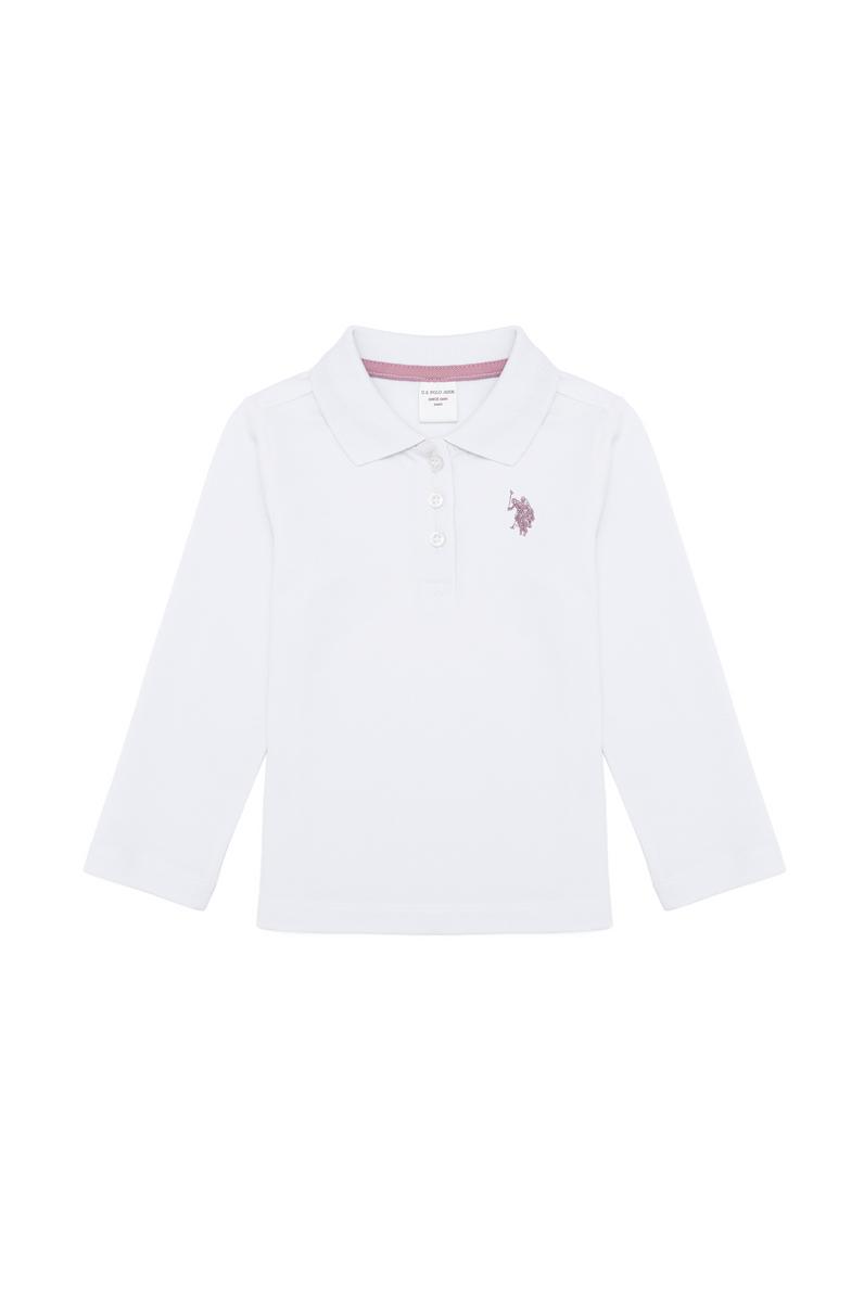 Kız Bebek Beyaz Basic Polo Yaka Sweatshirt