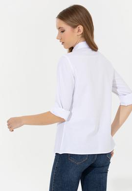 Kadın Beyaz Uzun Kollu Basic Gömlek - 50261431005