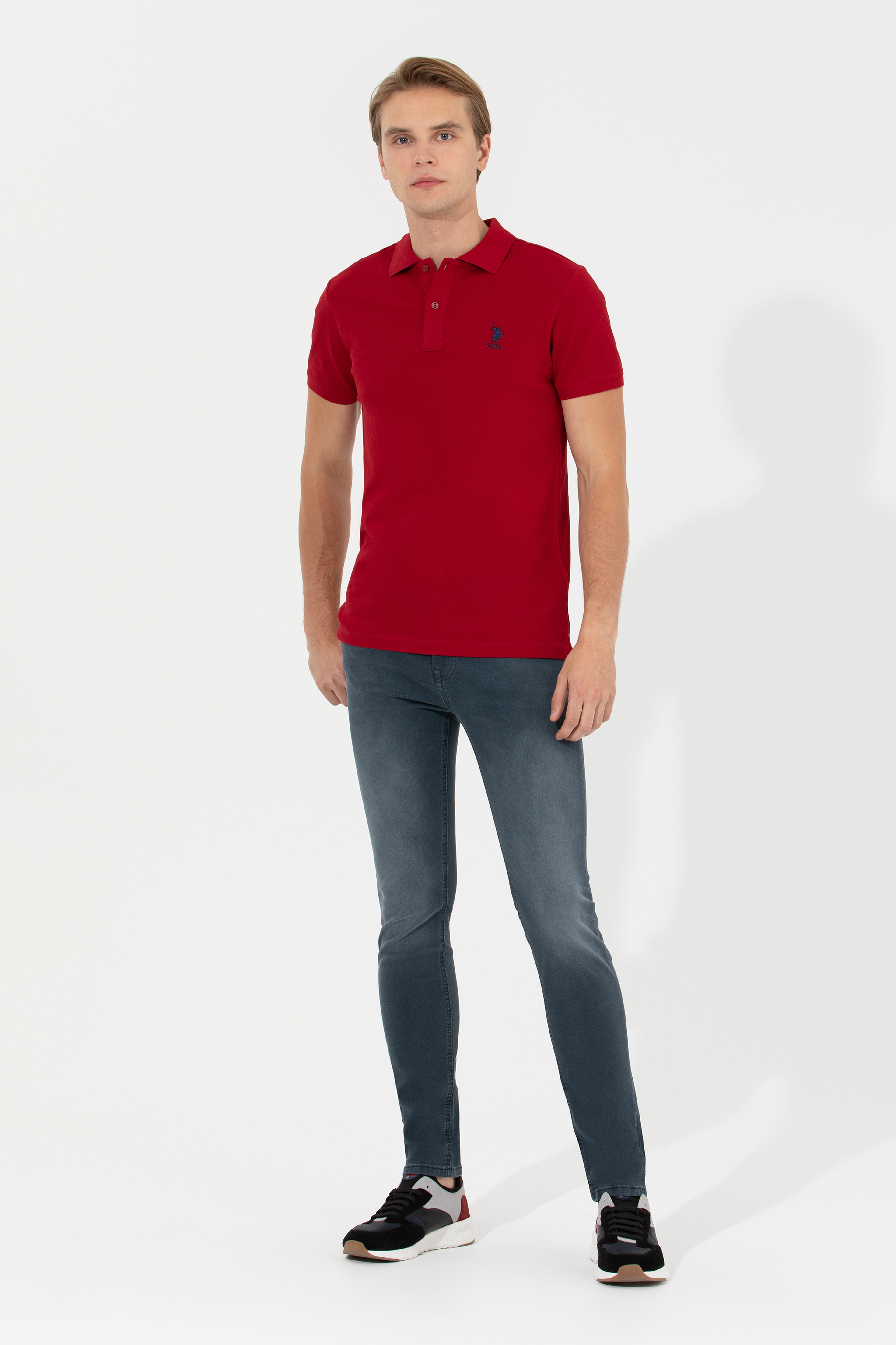 Erkek Bordo Basic Polo Yaka Tişört - Image 4