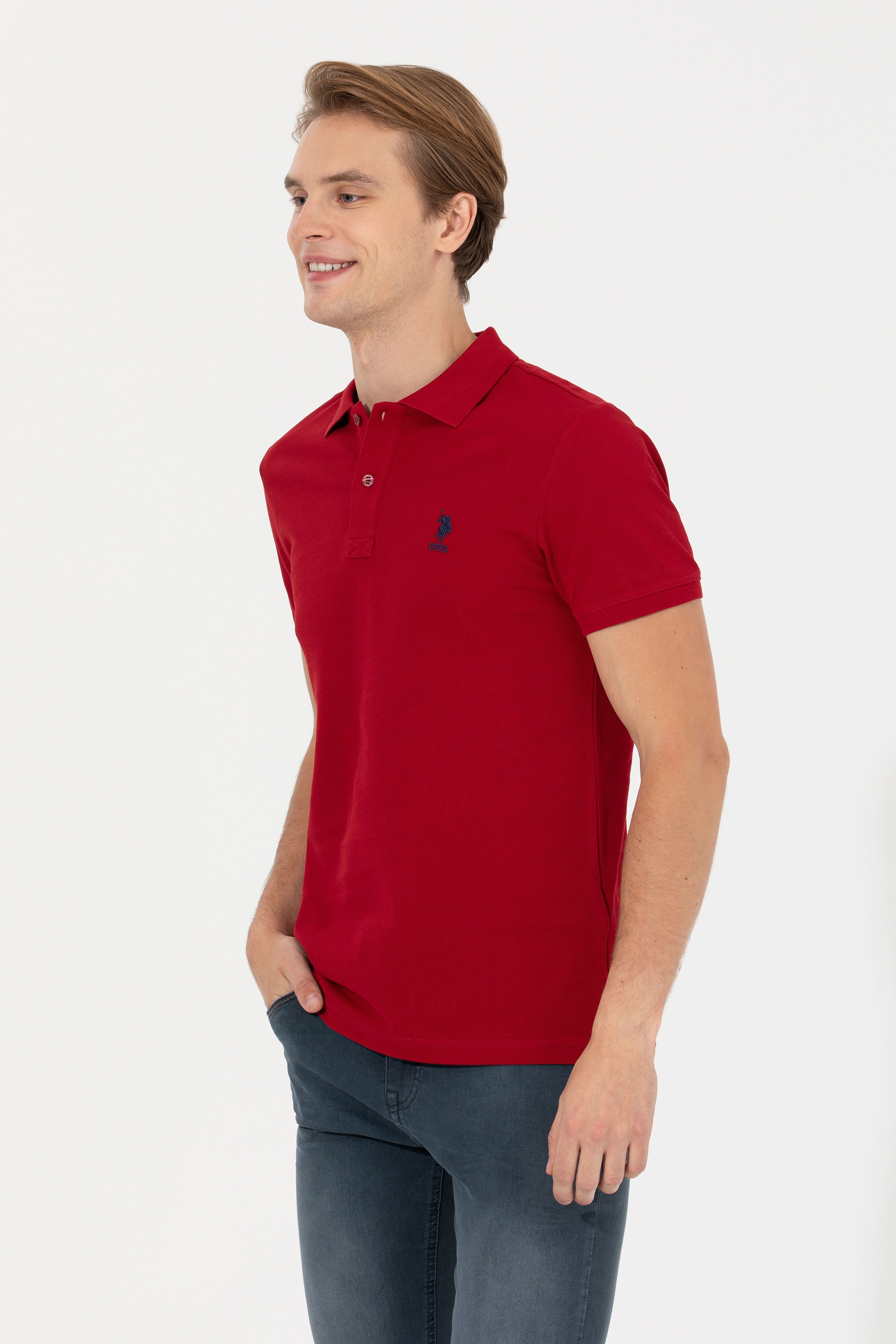 Erkek Bordo Basic Polo Yaka Tişört