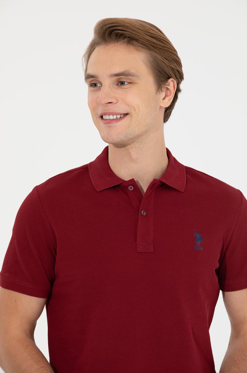 Erkek Plum Polo Yaka Basic T-Shirt