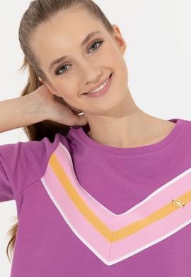 Kadın Menekşe Bisiklet Yaka Tişört - 50248982014