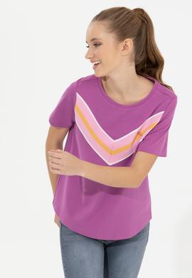 Kadın Menekşe Bisiklet Yaka Tişört - 50248982014