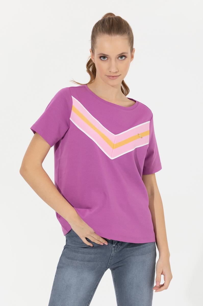 Kadın Menekşe Bisiklet Yaka Tişört