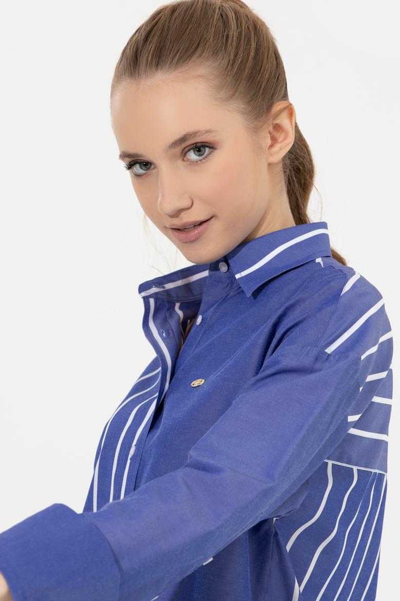 Kadın Mavi Uzun Kollu Gömlek - 50254560003