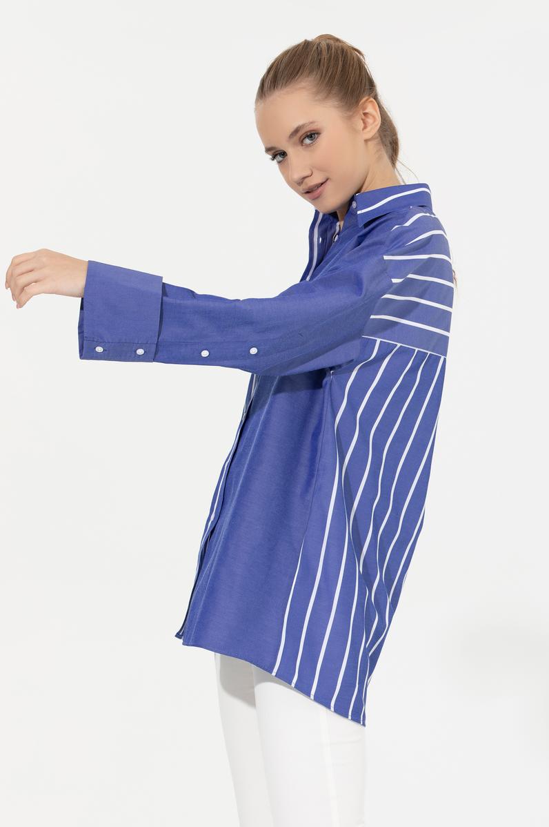 Kadın Mavi Uzun Kollu Gömlek