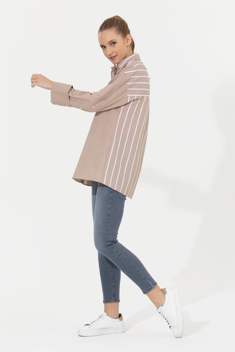 Kadın Bej Uzun Kollu Gömlek - 50254560012