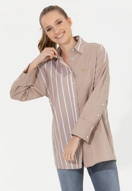 Kadın Bej Uzun Kollu Gömlek - 50254560012