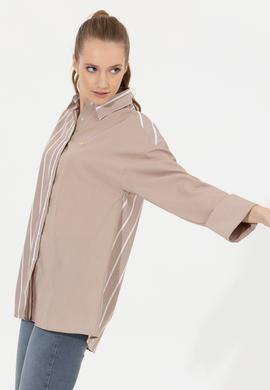 Kadın Bej Uzun Kollu Gömlek - 50254560012