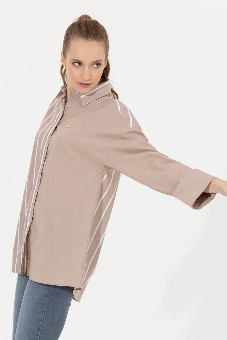 Kadın Bej Uzun Kollu Gömlek - 50254560012