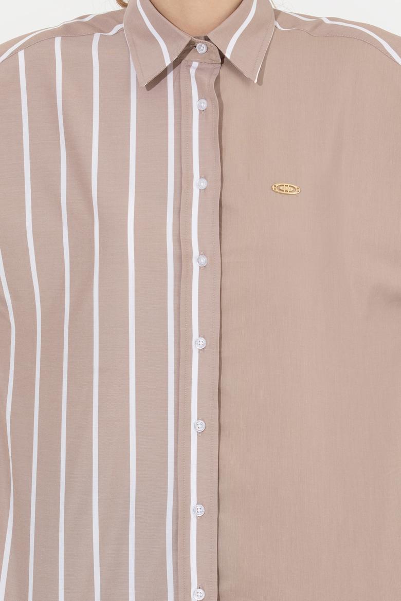 Kadın Bej Uzun Kollu Gömlek - 50254560012