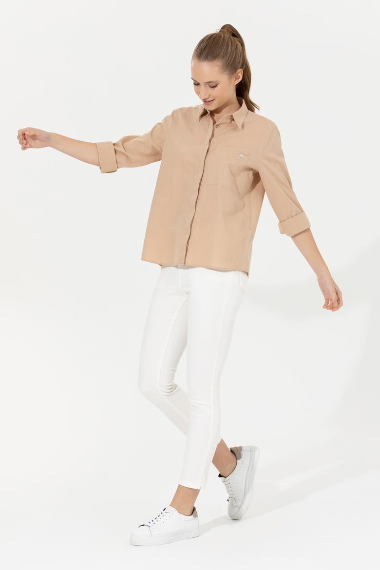 Kadın Kum Uzun Kollu Gömlek - 50251872020
