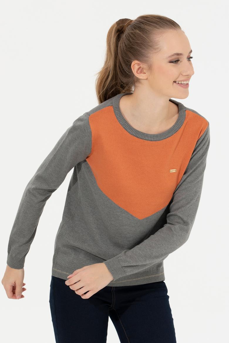 Kadın Gri Melanj Kazak - 50253070011