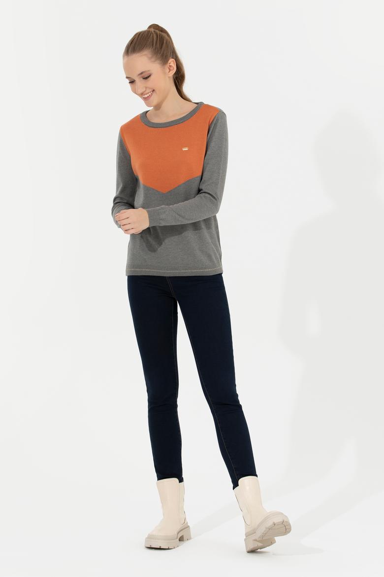 Kadın Gri Melanj Kazak - 50253070011