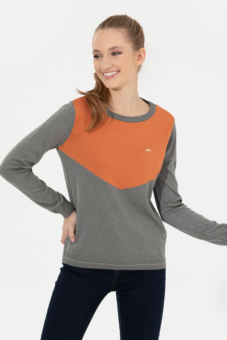 Kadın Gri Melanj Kazak