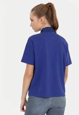 Kadın Mavi Polo Yaka Tişört - 50249038005