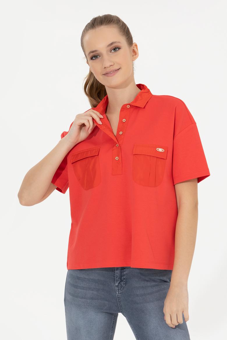 Kadın Kırmızı Polo Yaka Tişört