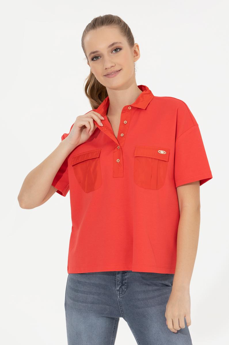 Kadın Kırmızı Polo Yaka Tişört