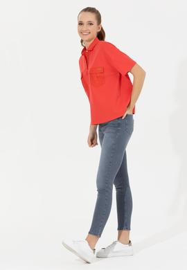 Kadın Kırmızı Polo Yaka Tişört - 50249038012