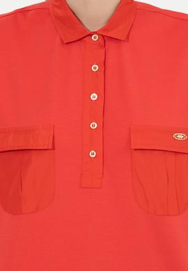 Kadın Kırmızı Polo Yaka Tişört - 50249038012