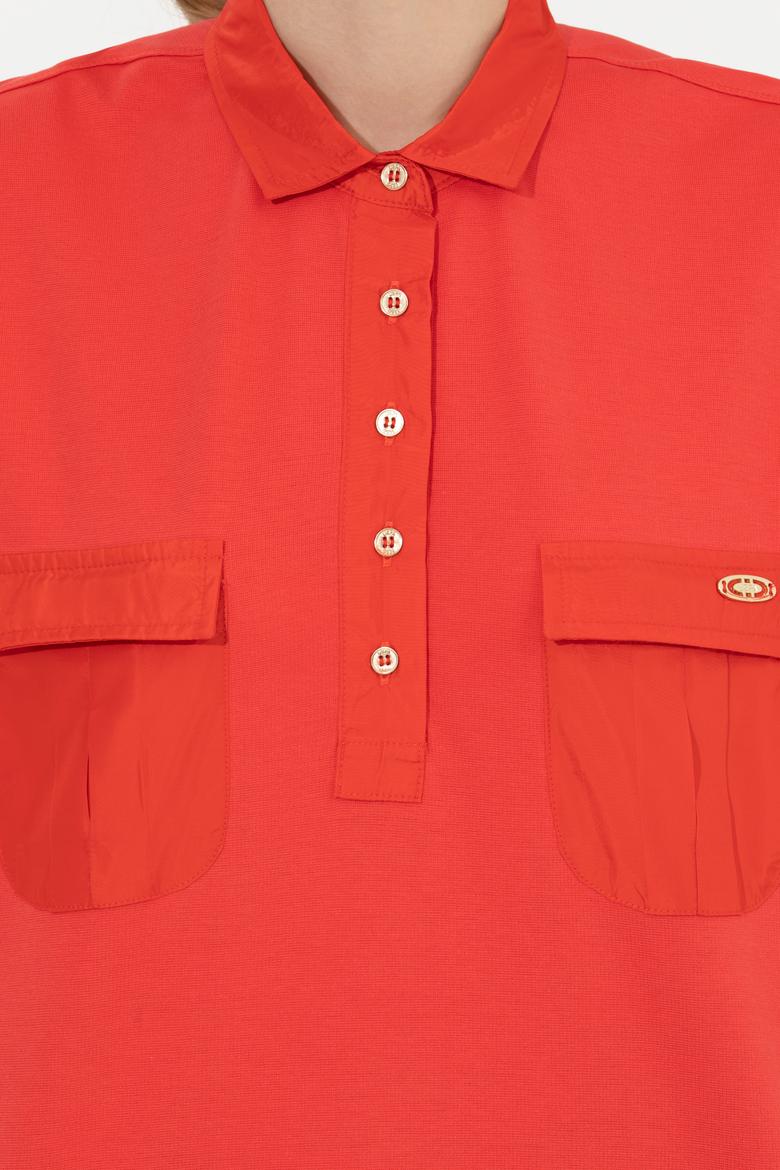 Kadın Kırmızı Polo Yaka Tişört - 50249038012