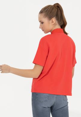 Kadın Kırmızı Polo Yaka Tişört - 50249038012