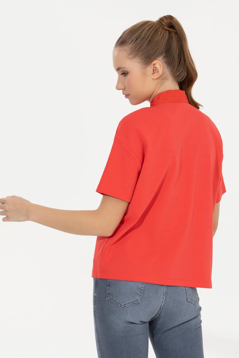 Kadın Kırmızı Polo Yaka Tişört - 50249038012