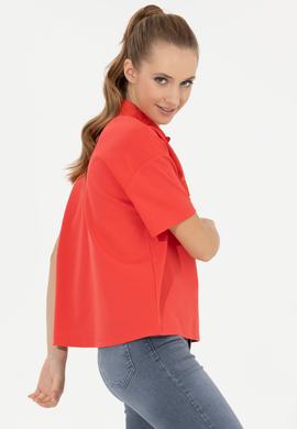 Kadın Kırmızı Polo Yaka Tişört - 50249038012