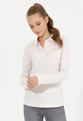 Kadın Ekru Basic Polo Yaka Sweatshirt - 50261237016