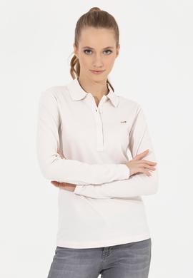 Kadın Ekru Basic Polo Yaka Sweatshirt - 50261237016